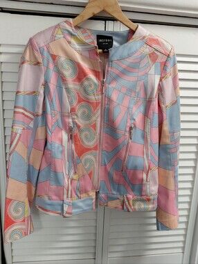 Insight Geometric Multicolored Pastel Moto Style Jacket